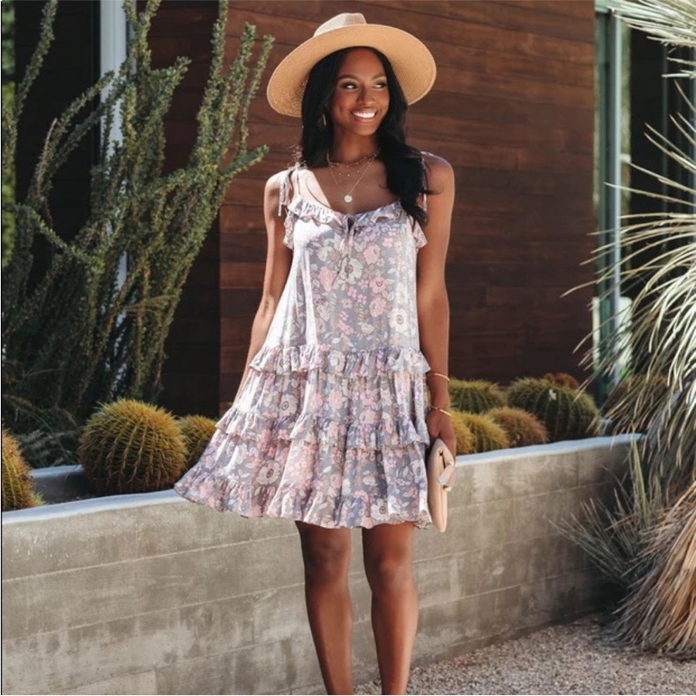Vici Stories We Tell Floral Ruffle Tiered Babydoll Dress